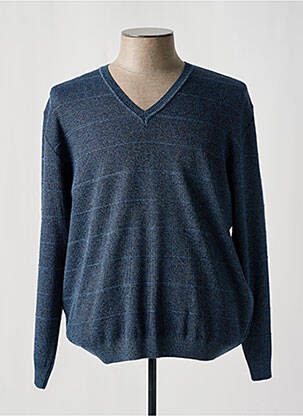 Pull col v manches longues bleu PAUL RHODAMEL homme