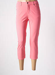 Pantacourt stretch taille haute rose MARBLE femme