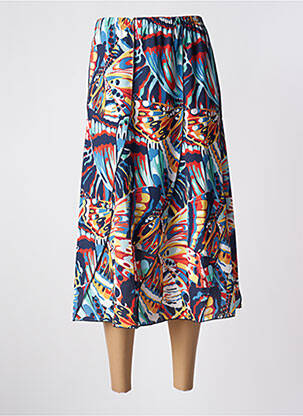 Jupe mi-longue coupe évasée bleu ELEANE femme