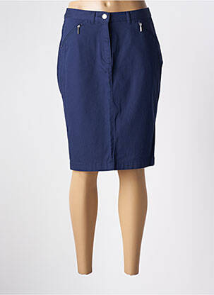 Jupe mi-longue taille à pinces bleu SIGNATURE femme