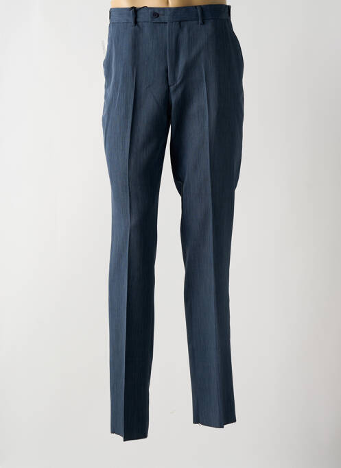 Pantalon chino fermeture zippée sous rabat boutonné taille normale bleu PIERRE D'ARLANC femme