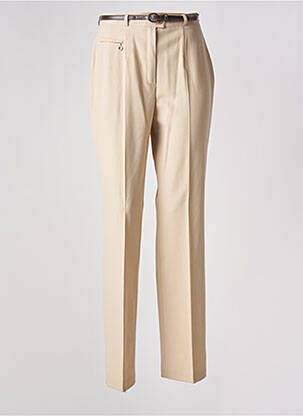 Pantalon droit tissage crêpe taille haute beige STEILMANN femme