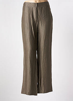 Pantalon droit tissage crêpe taille haute vert BARBARA LEBEK femme