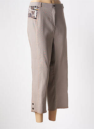 Pantacourt stretch taille haute marron LYSA KARA femme