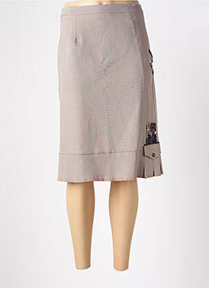 Jupe mi-longue coupe droite marron LYSA KARA femme