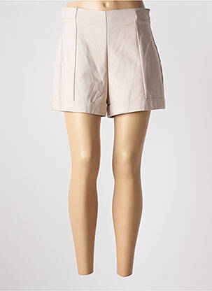 Short taille à pinces taille haute beige MORGAN femme