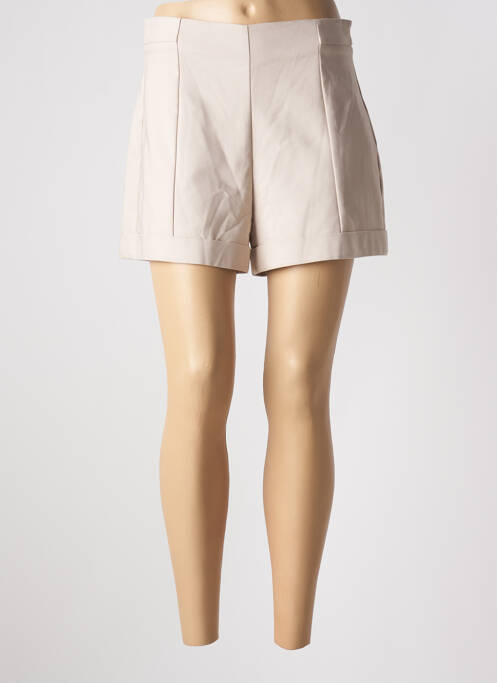Short taille à pinces taille haute beige MORGAN femme