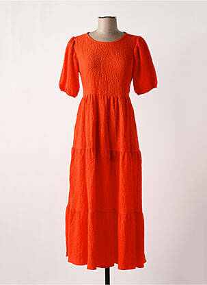 Robe longue manches dos nu manches courtes orange DESIGUAL femme
