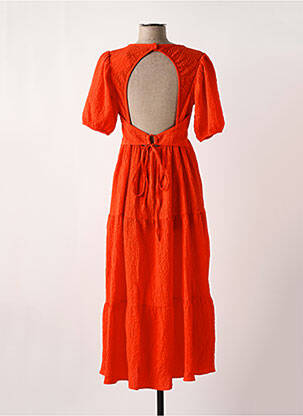 Robe longue manches dos nu manches courtes orange DESIGUAL femme
