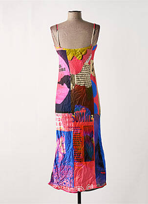 Robe longue imprimé fantaisie fines bretelles rose DESIGUAL femme