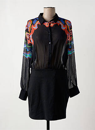 Robe courte manches longues manches longues noir DESIGUAL femme