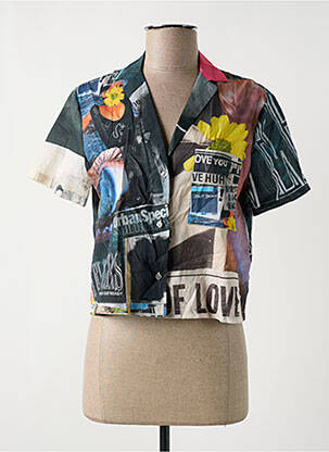 Chemisier imprimé fantaisie manches courtes gris DESIGUAL femme