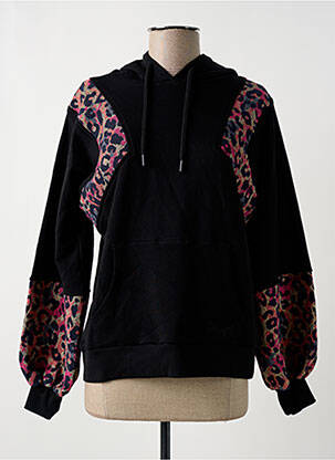 Sweat-shirt à capuche col v manches longues noir DESIGUAL femme