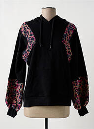 Sweat-shirt à capuche col v manches longues noir DESIGUAL femme