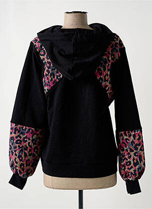 Sweat-shirt à capuche col v manches longues noir DESIGUAL femme