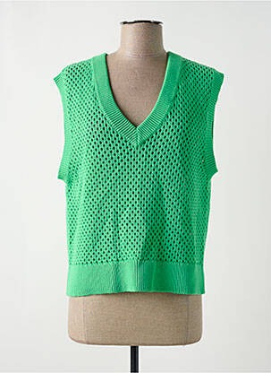 Pull maille ajourée sans manche vert TOM TAILOR femme