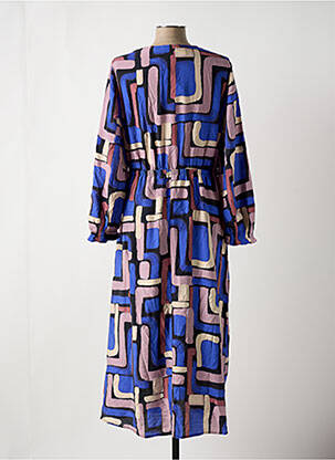 Robe longue tissage popeline manches longues bleu TOM TAILOR femme