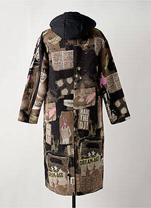 Manteau long coupe droite a capuche marron DESIGUAL femme