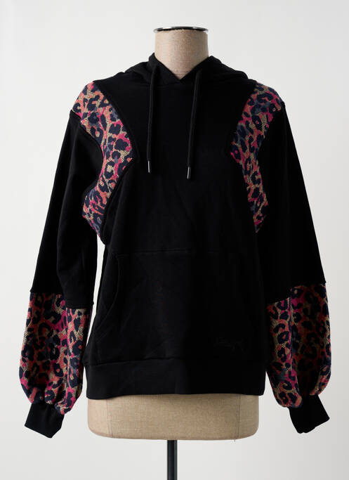 Sweat-shirt à capuche col v manches longues noir DESIGUAL femme