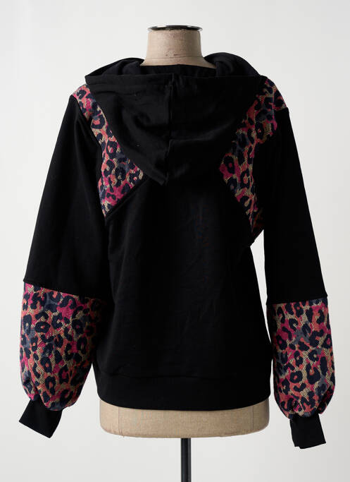 Sweat-shirt à capuche col v manches longues noir DESIGUAL femme