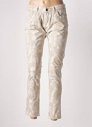 Pantalon 7/8 stretch taille basse beige DOUYOUDOU femme