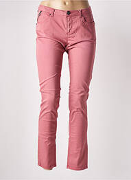Pantalon slim tissage popeline taille normale rose GARCIA femme