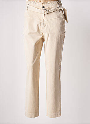 Pantalon droit coupe carotte taille haute beige GUESS femme