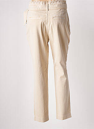 Pantalon droit coupe carotte taille haute beige GUESS femme