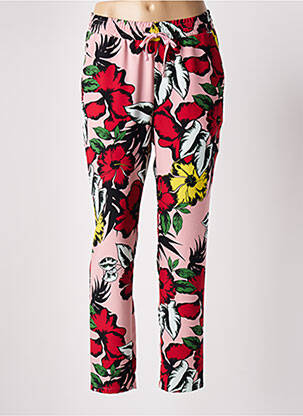 Pantalon droit tissage crêpe taille haute rose LIU JO femme