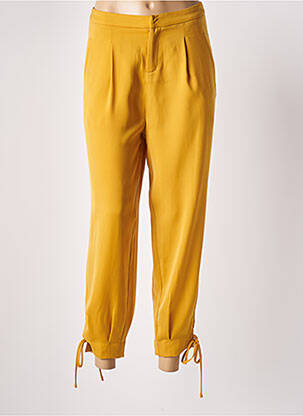 Pantalon droit taille à pinces taille haute jaune MOLLY BRACKEN femme