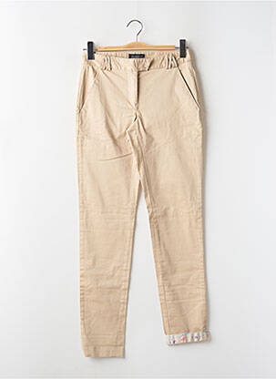 Pantalon chino tissage popeline taille normale beige ELEVEN PARIS femme