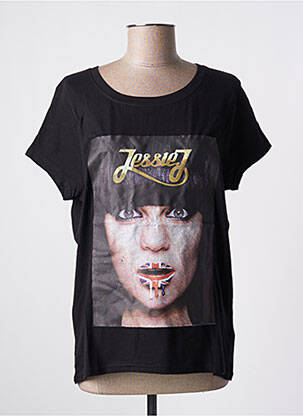 T-shirt sérigraphie manches courtes noir ELEVEN PARIS femme