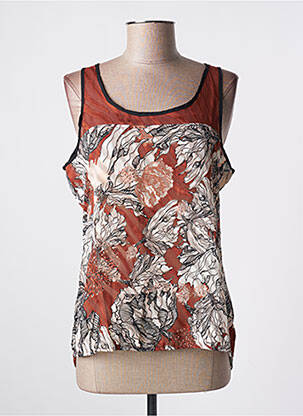 Top coupe fluide sans manche marron GARCIA femme