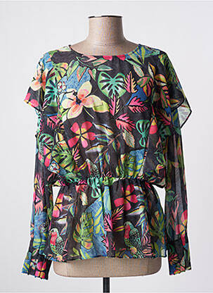 Blouse imprimé fleurs manches courtes noir KOCCA femme