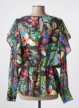 Blouse légère et transparente manches courtes noir KOCCA femme