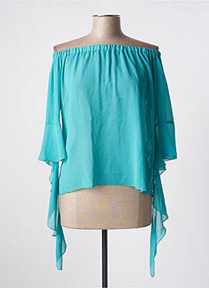 Blouse légère et transparente manches 3/4 bleu ARBIGLI femme