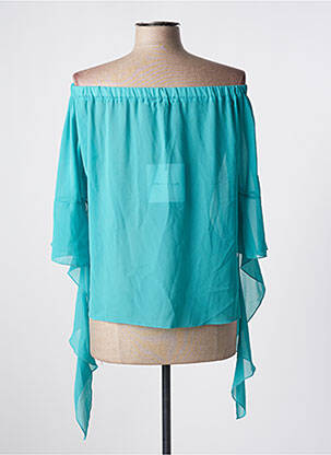 Blouse légère et transparente manches 3/4 bleu ARBIGLI femme