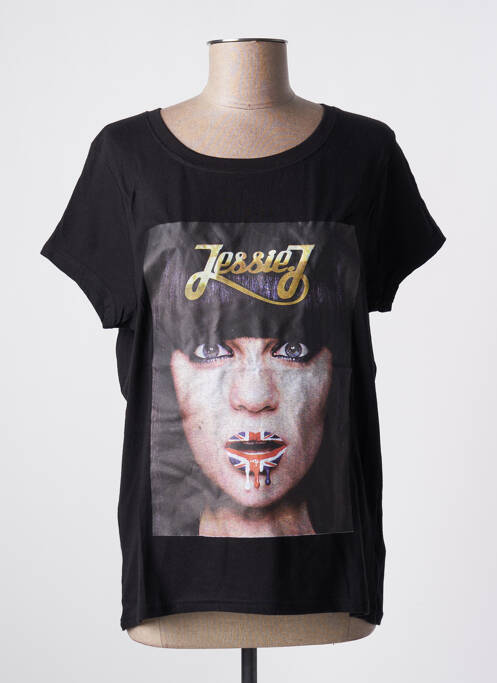 T-shirt sérigraphie manches courtes noir ELEVEN PARIS femme