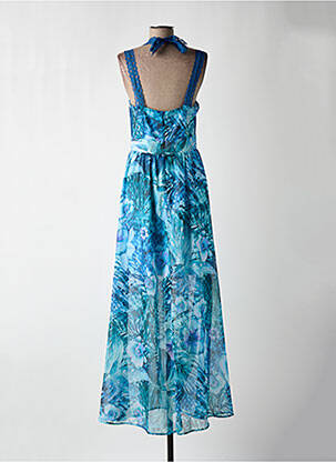 Robe longue imprimé fleurs fines bretelles bleu GUESS femme