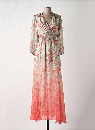 Robe longue imprimé fleurs manches 3/4 orange GUESS femme
