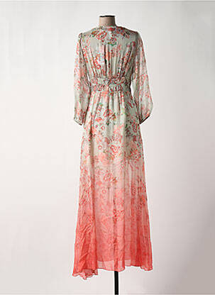 Robe longue imprimé fleurs manches 3/4 orange GUESS femme
