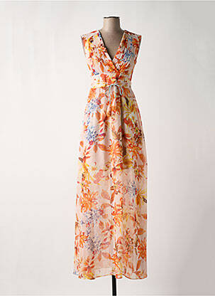 Robe longue imprimé fleurs sans manche orange GUESS femme