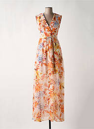 Robe longue imprimé fleurs sans manche orange GUESS femme