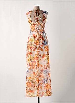 Robe longue imprimé fleurs sans manche orange GUESS femme