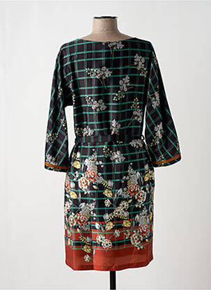 Robe mi-longue imprimé fleurs manches longues noir KOCCA femme