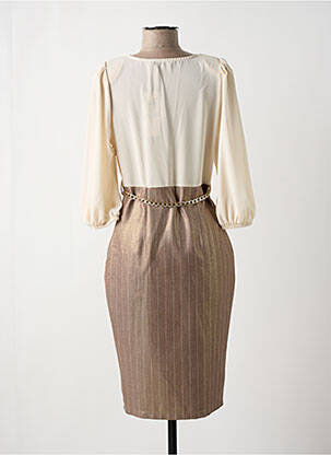 Robe mi-longue manches 3/4 manches 3/4 beige RINASCIMENTO femme