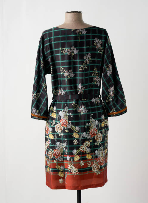Robe mi-longue imprimé fleurs manches longues noir KOCCA femme