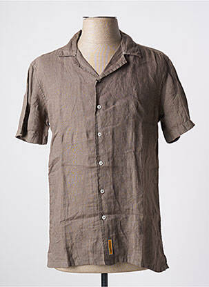 Chemise manches courtes col tailleur marron BY CHARLIE B homme