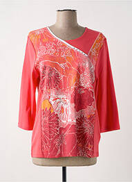 T-shirt stretch manches 3/4 rose SIGNATURE femme