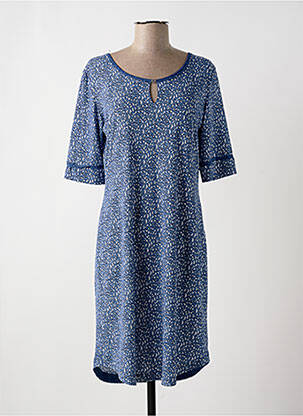 Robe mi-longue manches courtes manches courtes bleu GEVANA femme